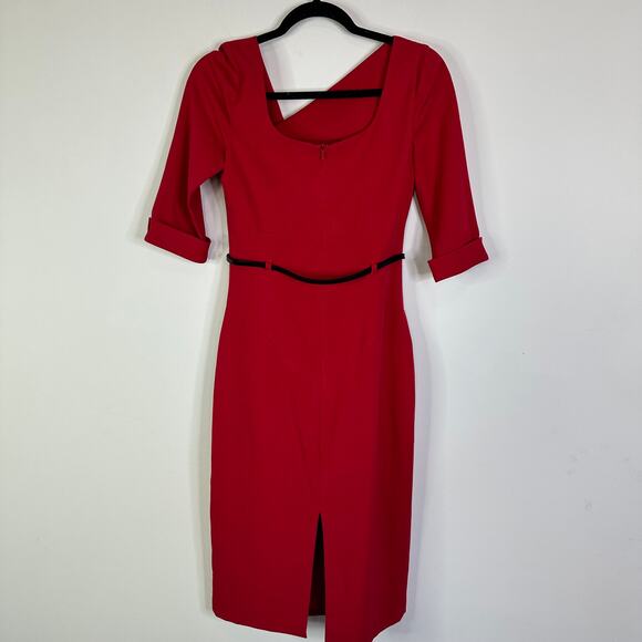 Black Halo Jackie O Three-quarter Sleeve Sheath Dress In Red  Women’s Size 4 - Picture 6 of 10